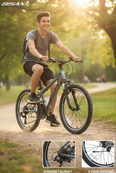 Bisan BİSAN COOPER DAĞ BİSİKLETİ 35 CM V 26 JANT 21 VİTES FÜME SİYAH MAVİ ürün görseli 1