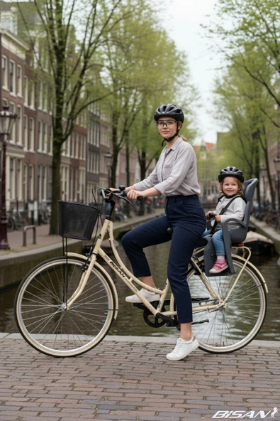 Bisan Paradıse 28 Jant Kadın Şehir Bisikleti 54 cm Çelik Kadro V-Fren Krem Gri (Vitessiz) - Resim 3