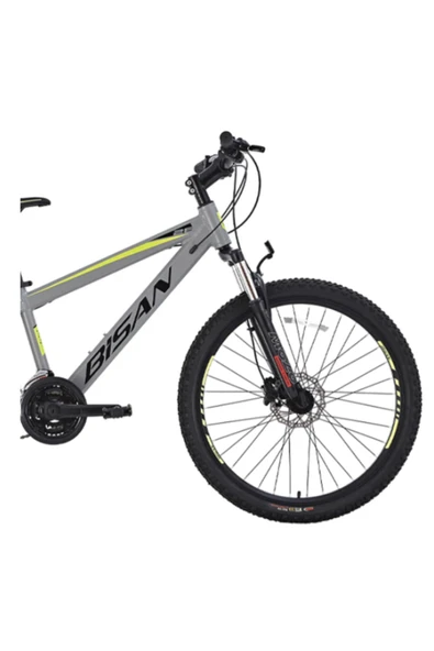 Bisan Cooper Dağ Bisikleti 27.5 Jant 21 Vites 37 Cm Alüminyum Kadro Mekanik Disk Fren Açık Gri Sarı Unisex - Resim 6