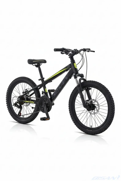 Bisan COOPER 20 JANT ÇOCUK BİSİKLETİ 28 CM MEKANİK DİSK 21 VİTES MAT SİYAH SARI (5-8 YAŞ) - Resim 5