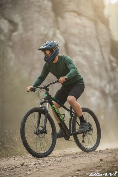 Bisan MTX 7200 Dağ Bisikleti 29 Jant 48 cm Alüminyum Kadro Mekanik Disk Fren 24 Vites Mat Siyah-Yeşil - Resim 2