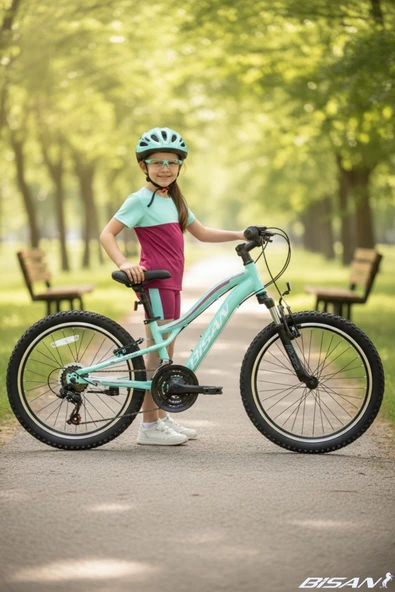 Bisan Gazelle Çocuk Bisikleti 28 Cm V 20 Jant 18 Vites Turkuaz Koyu Pembe ürün görseli 1