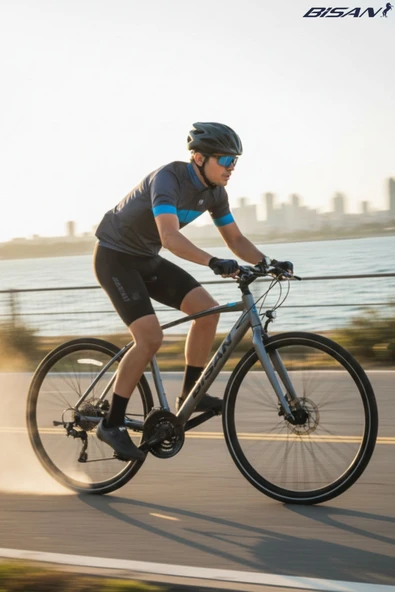 Bisan 8600 Altus Hidrolik Disk 27 Vites 29 Jant Trekking Bisikleti Metalik Gri Mavi 48 Kadro ürün görseli 1