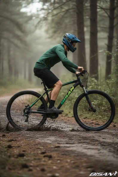 Bisan MTX 7200 Dağ Bisikleti 29 Jant 48 cm Alüminyum Kadro Mekanik Disk Fren 24 Vites Mat Siyah-Yeşil ürün görseli 1