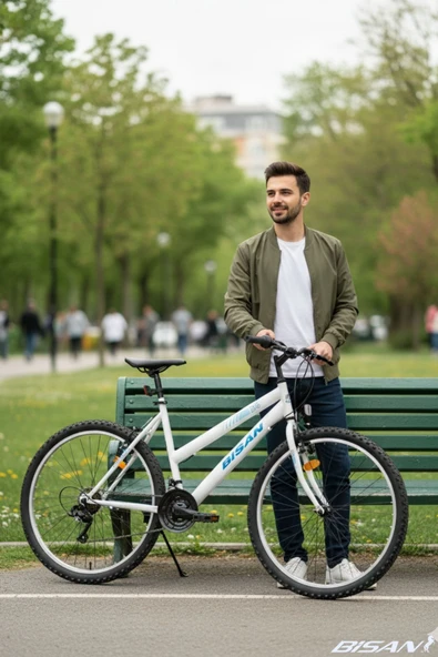 Bisan Discover 26 Jant 21 Vites 42 cm Çelik Kadrolu Dağ Bisikleti - Metalik Beyaz ürün görseli 1
