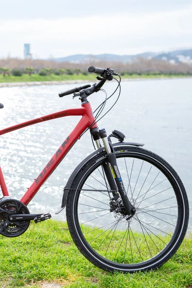 Bisan 8500 TREKKİNG BİSİKLETİ 46 CM HİDROLİK DİSK 28 JANT 27 VİTES MAT KIRMIZI SİYAH - Resim 2