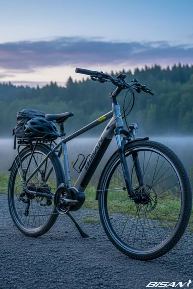 Bisan BİSAN COMET ELEKTRİKLİ BİSİKLET 52 CM V 28 JANT 21 VİTES PARLAK GRİ SARI - Resim 4