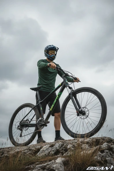 Bisan MTX 7200 Dağ Bisikleti 29 Jant 48 cm Alüminyum Kadro Mekanik Disk Fren 24 Vites Mat Siyah-Yeşil - Resim 5