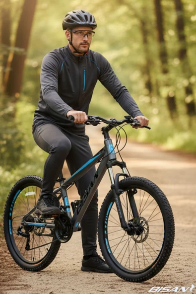 Bisan COOPER DAĞ BİSİKLETİ 37 CM KADRO HİDROLİK DİSK FREN 27.5 JANT 21 VİTES FÜME SİYAH MAVİ - Resim 2