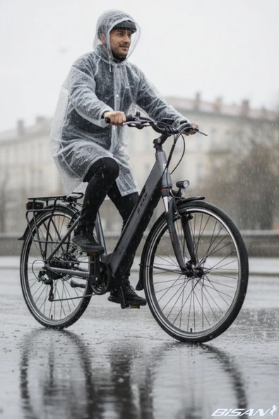 Bisan MOON ELEKTRİKLİ BİSİKLET 47 CM V 700C JANT 7 VİTES METALİK GRİ SİYAH - Resim 4