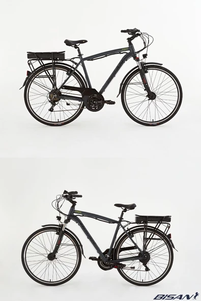 Bisan BİSAN COMET ELEKTRİKLİ BİSİKLET 52 CM V 28 JANT 21 VİTES PARLAK GRİ SARI - Resim 6