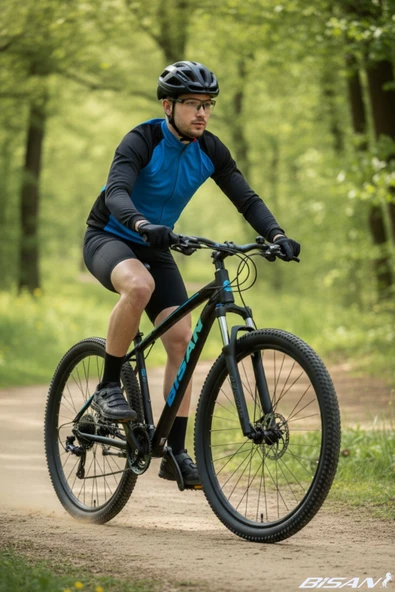 Bisan MTX 7200 Dağ Bisikleti 27,5 Jant Alüminyum 43 Kadro MD 24 Vites Mat Siyah-Mavi ürün görseli 1