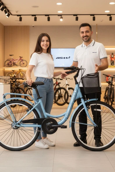 Bisan SORRENTO ŞEHİR BİSİKLETİ 36 CM V 24 JANT 3 VİTES SHIMANO NEXUS SL KONTRA FREN - BEBEK MAVİSİ - Resim 4