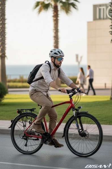 Bisan BİSAN 8500 CİTY ŞEHİR BİSİKLETİ 50 CM HİDROLİK DİSK 28 JANT 27 VİTES MAT KIRMIZI SİYAH ürün görseli 1