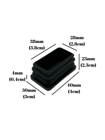 Dikdörtgen Demir Profil İç Tapa Geçme Plastik Ayak Geçme Koruma Plastiği(40MM x 30MM)(SİYAH) Siyah 40mm x 30mm SİYAH - 2 ADET - 5