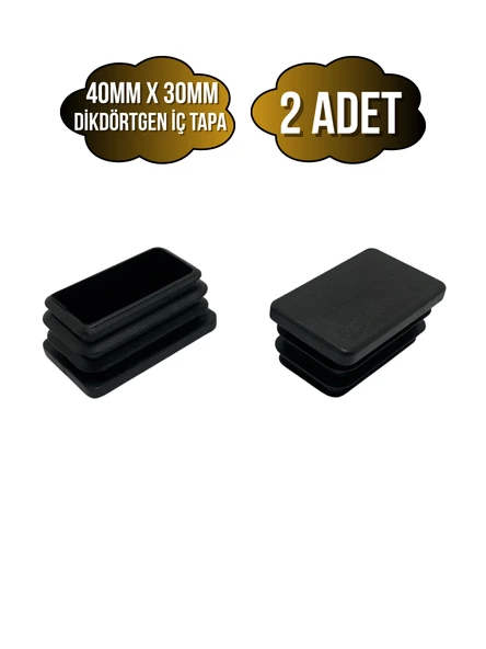 Dikdörtgen Demir Profil İç Tapa Geçme Plastik Ayak Geçme Koruma Plastiği(40MM x 30MM)(SİYAH) Siyah 40mm x 30mm SİYAH - 2 ADET - 1