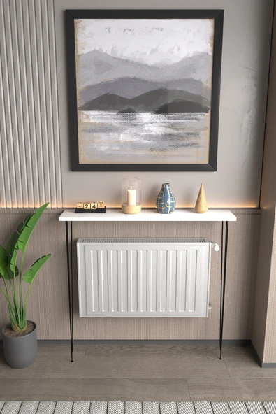 Violet Minimalist Metal Ayaklı Dar Dresuar Dekoratif Petek Üstü Dresuar 90 Cm - Resim 2