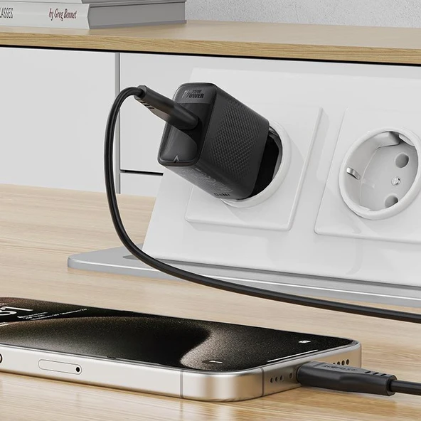 Acefast 25W PD USB-C Hızlı Şarj Aleti Isı Düşüren GaN Destekli Akım Korumalı Güç Adaptörü iPhone & Android & iPad & MacBook Type-C - A104 - 6