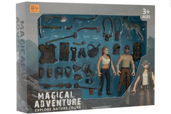 Kadın Erkek Figürlü ve Aksesuarlı Komando Seti - Resim 4