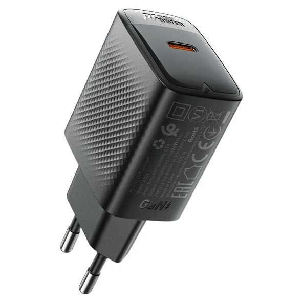 Acefast 25W PD USB-C Hızlı Şarj Aleti Isı Düşüren GaN Destekli Akım Korumalı Güç Adaptörü iPhone & Android & iPad & MacBook Type-C - A104 - 1