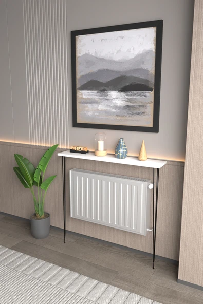 Violet Minimalist Metal Ayaklı Dar Dresuar Dekoratif Petek Üstü Dresuar 90 Cm - Resim 3