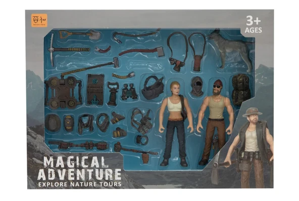 Kadın Erkek Figürlü ve Aksesuarlı Komando Seti - Resim 3