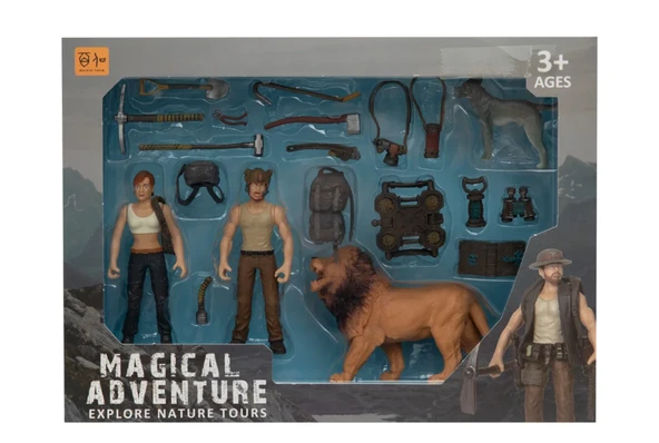 Kadın Erkek Figürlü Aslanlı ve Aksesuarlı Oyun Seti ürün görseli