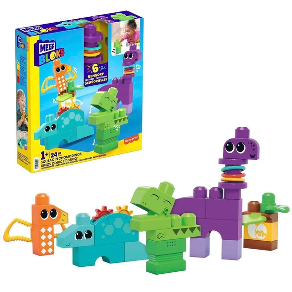 HKN43 Mega Bloks Sesli ve Hareketli Dinozorlar 24 parça +1 yaş - Resim 2