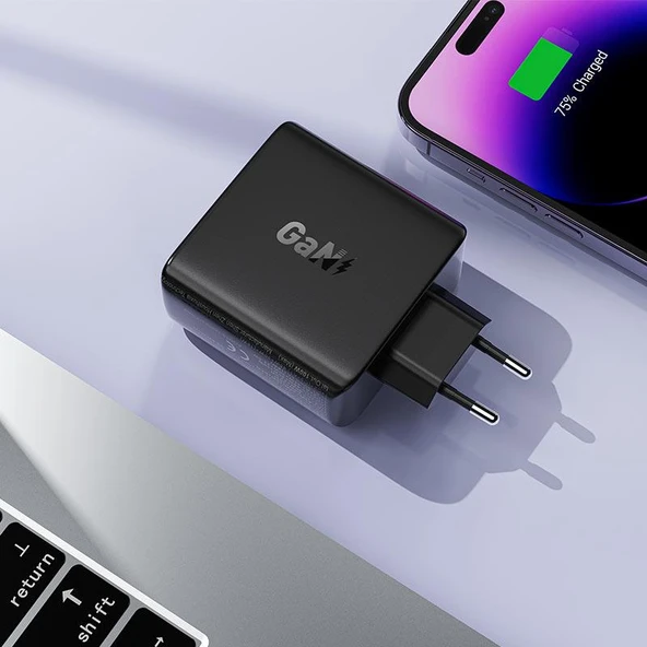 Acefast 100W PD 3X USB-C + USB-A 4 Port Hızlı Şarj Aleti Isı Düşüren GaN Destekli Akım Korumalı Güç Adaptörü iPhone & Android & iPad & MacBook Type-C - A94 - 5