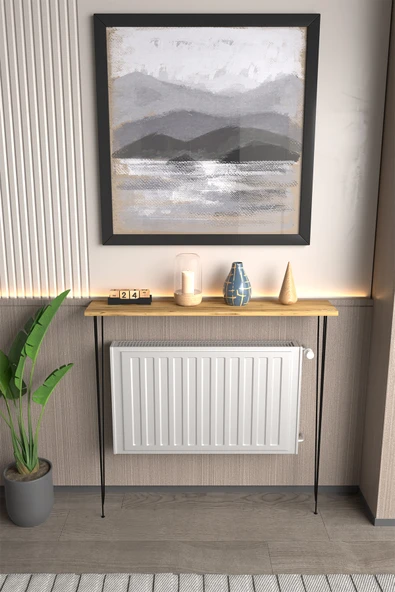 Violet Minimalist Metal Ayaklı Dar Dresuar Dekoratif Petek Üstü Dresuar 90 Cm - Resim 2