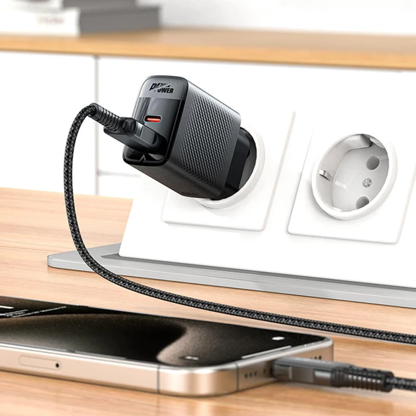 Acefast 30W PD USB-C + USB-A 2 Port Hızlı Şarj Aleti Isı Düşüren GaN Destekli Akım Korumalı Güç Adaptörü iPhone & Android & iPad & MacBook Type-C - A98 - 6
