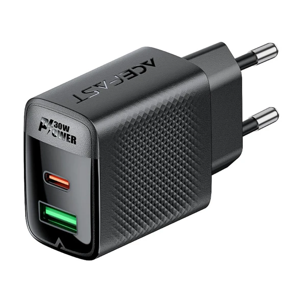 Acefast 30W PD USB-C + USB-A 2 Port Hızlı Şarj Aleti Isı Düşüren GaN Destekli Akım Korumalı Güç Adaptörü iPhone & Android & iPad & MacBook Type-C - A98 - 1