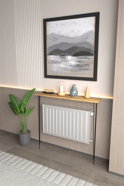 Violet Minimalist Metal Ayaklı Dar Dresuar Dekoratif Petek Üstü Dresuar 90 Cm - Resim 3