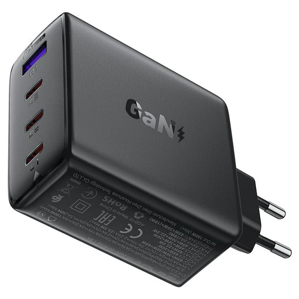 Acefast 100W PD 3X USB-C + USB-A 4 Port Hızlı Şarj Aleti Isı Düşüren GaN Destekli Akım Korumalı Güç Adaptörü iPhone & Android & iPad & MacBook Type-C - A94 - 4