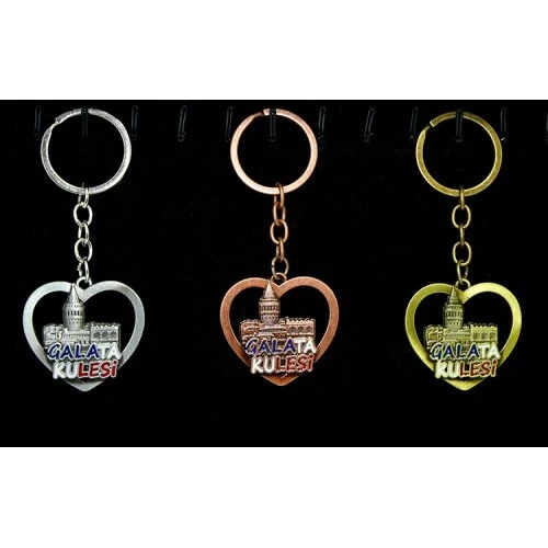 Metal Galata Kulesi Anahtarlık Kalp Tasarımlı ürün görseli