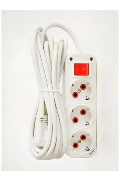 SPRENDA Anahtarlı Yerli Üçlü 3'lü 3 Çıkış Üçlü 2 Metre Grup Düğmeli Elektrik Uzatma Kablolu Priz ürün görseli 1