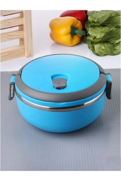 SPRENDA Tek Katlı Sızdırmaz Yemek Termosu Sefer Tası Saklama Kabı Mavi 0,75 Litre - Resim 2
