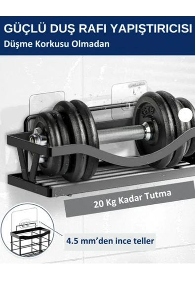 SPRENDA 10 lu Güçlü Kendinden Yapışkanlı Kancalar Köşe Rafı Banyo Rafı Duş Rafı Kancası - Resim 2