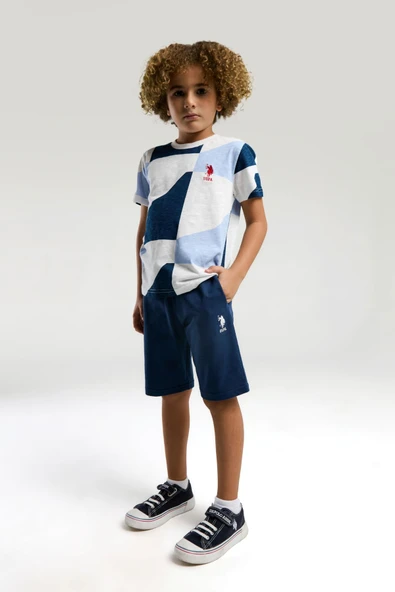 U.S. Polo Assn. Erkek Çocuk Şortlu Bermuda Pijama Takım - 2