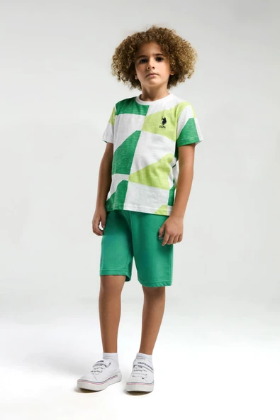 U.S. Polo Assn. Erkek Çocuk Şortlu Bermuda Pijama Takım - 8