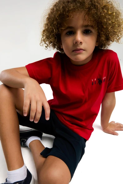 U.S. Polo Assn. Erkek Çocuk Sırt Yazılı Kırmızı Şortlu Bermuda Pijama Takım