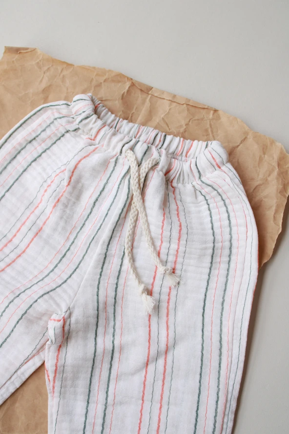 Turuncu-Yeşil Çizgili Pantolon - Resim 4