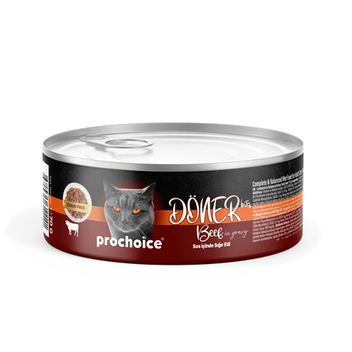 Prochoice Döner Beef, Sos İçinde Sığır Etli Tam & Dengeli Yetişkin Kedi Konservesi 12x70 gr ürün görseli