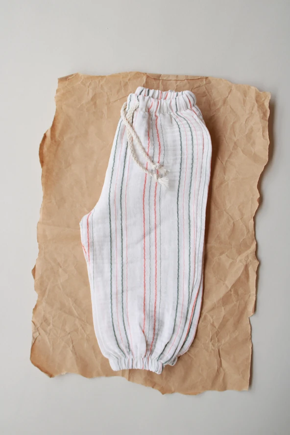 Turuncu-Yeşil Çizgili Pantolon - Resim 2