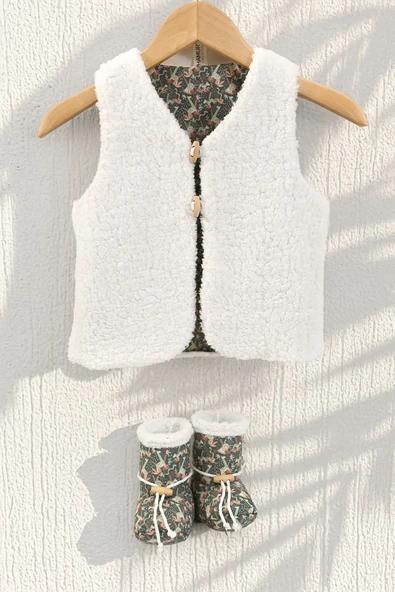 Bebek Yelek & Patik 6-12 Ay Miko Haki - Resim 6