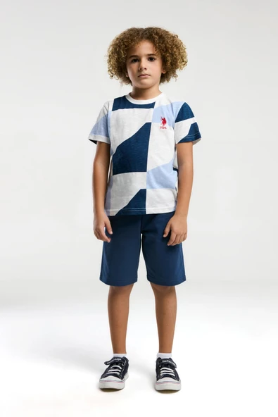 U.S. Polo Assn. Erkek Çocuk Şortlu Bermuda Pijama Takım - 3