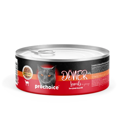 Prochoice Döner Lamb, Sos İçinde Kuzu Etli Tam & Dengeli Yetişkin Kedi Konservesi 12x70gr ürün görseli 1