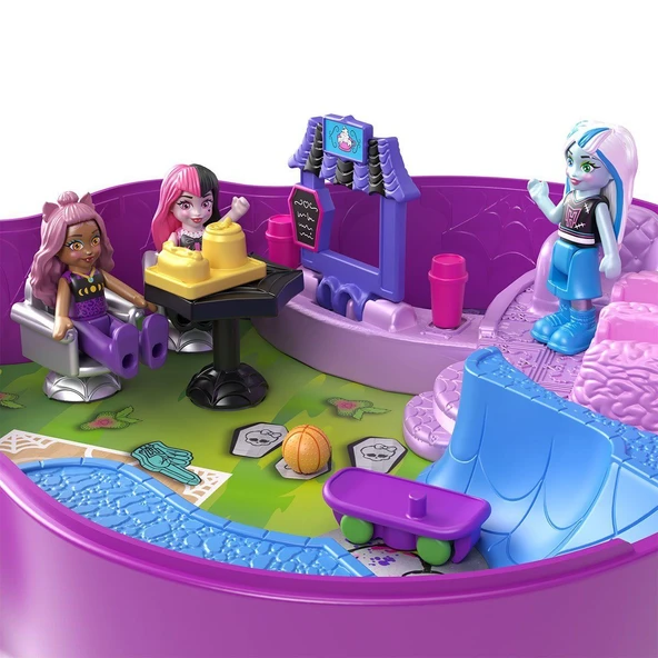 HVV58 Polly Pocket - Monster High Temalı Kompakt Oyun Seti - Resim 4