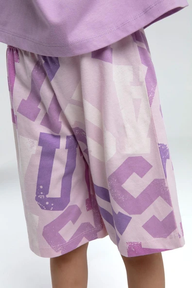 U.S. Polo Assn Garson Kız Çocuk Kısa Kollu Şortlu Bermuda Pijama Takım - 4