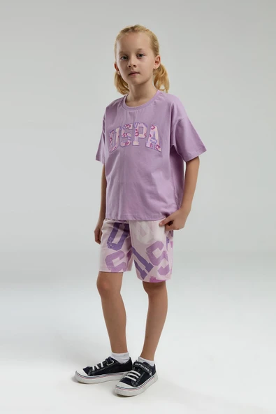 U.S. Polo Assn Garson Kız Çocuk Kısa Kollu Şortlu Bermuda Pijama Takım